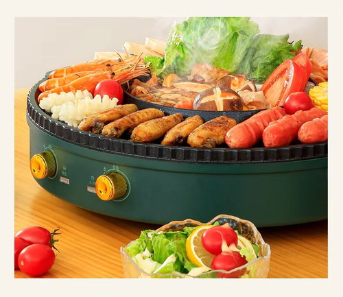 Multifunctional Korean electric grill Dual-purpose non-stick grill Double-purpose hot pot grill