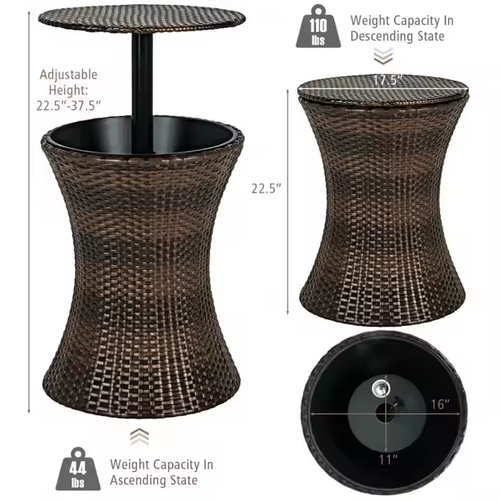 Portable ice bucket table 17 liter ice bucket rattan plastic wine bucket champagne bucket