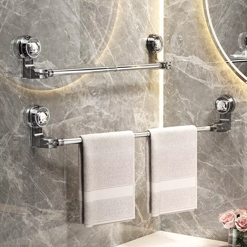 Bathroom Wall-Mounted Suction Cup Towel Rack slippers Rack Plastic Removable Telescopic Household Towel Bar