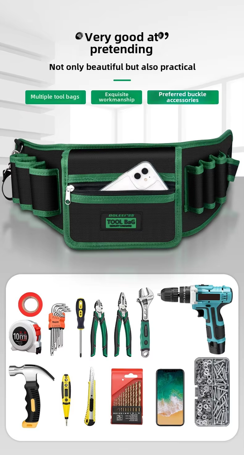 Thickened electrician waist bag wear-resistant tool bag wear-resistant canvas multi-functional electric drill storage bag