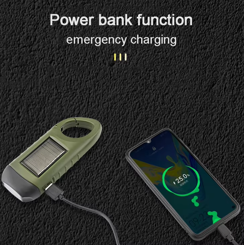 Solar hand-crank flashlight  Multi-function camping power emergency light Outdoor lighting generator flashlight