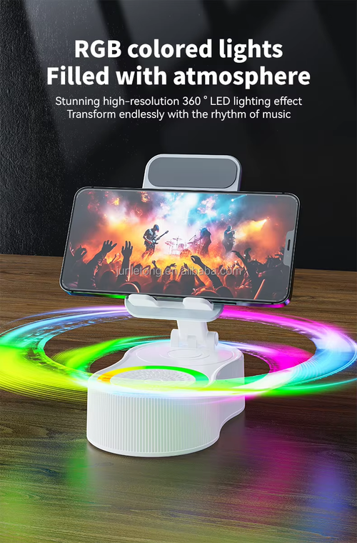 360 degree rotating mobile phone holder with lifting function, power bank, bluetooth speaker, mini portable atmosphere light speaker