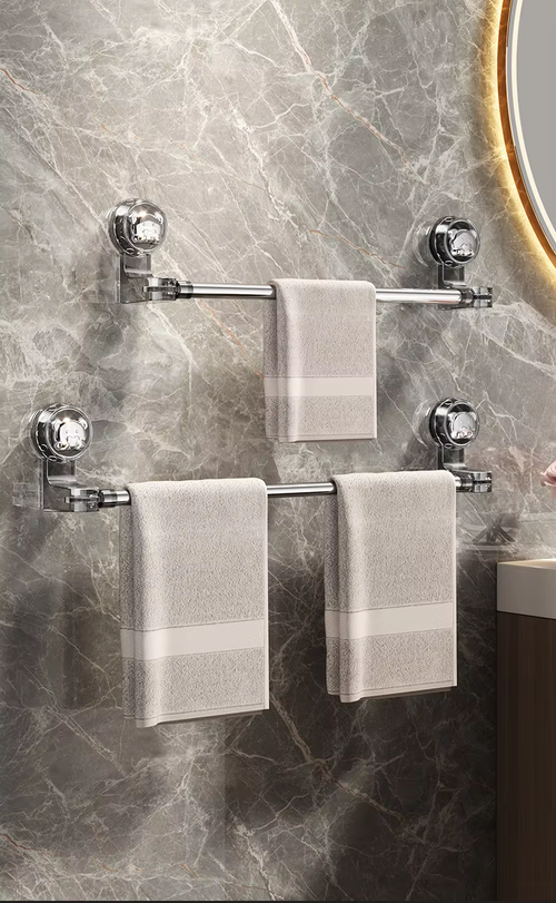 Bathroom Wall-Mounted Suction Cup Towel Rack slippers Rack Plastic Removable Telescopic Household Towel Bar