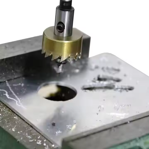 High-speed steel titanium-plated sawtooth hole opener aluminum plate iron plate punching hole natural color drill bit 16-30mm tool set