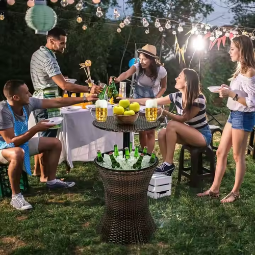 Portable ice bucket table 17 liter ice bucket rattan plastic wine bucket champagne bucket