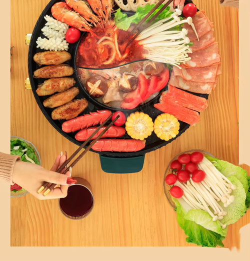 Multifunctional Korean electric grill Dual-purpose non-stick grill Double-purpose hot pot grill