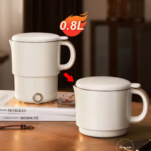 0.8L 500W Folded Electric Kettle Portable Cooking Pot Multicooker Travel Kettles TeaPot Heating Cup 304 Stainless Steel Slow Coo