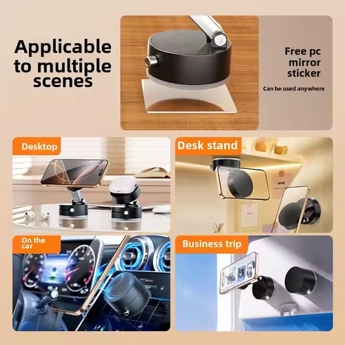 Hot-Selling Vacuum Magnetic Suction Cup Holder Cross-Border TikTok Car Mount with Foldable New Phone Holder and Desktop Stand