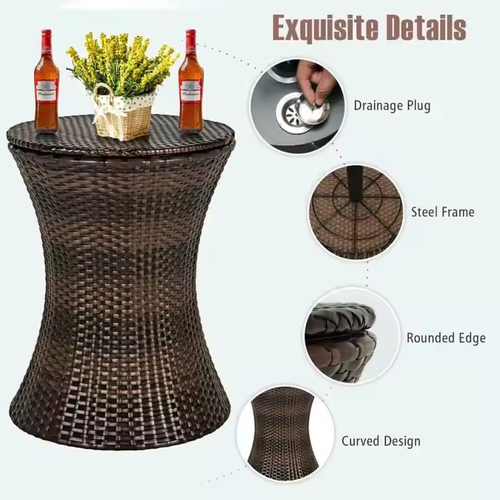 Portable ice bucket table 17 liter ice bucket rattan plastic wine bucket champagne bucket