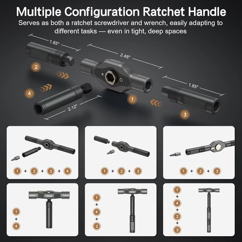 42 in 1 Ratchet Screwdriver Kit with 40 PCS Magnetic Bits, Repair Screwdriver Set with Rotatable Ratchet Handle