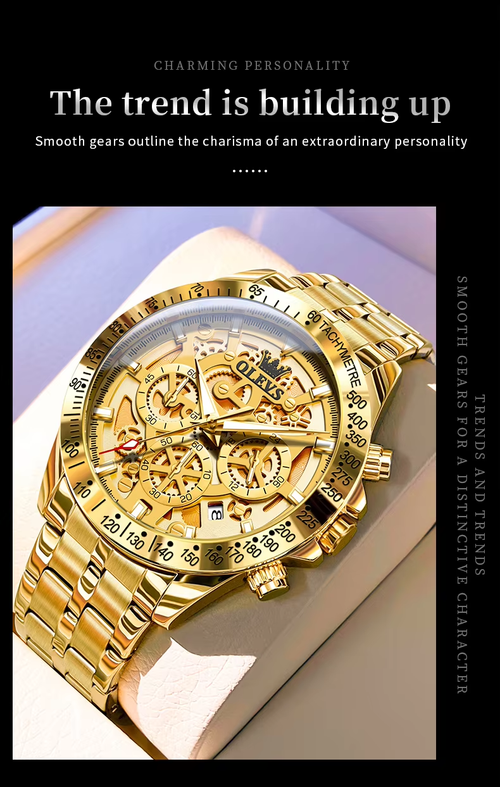 Three-eye chronograph large dial watch waterproof calendar men's watch