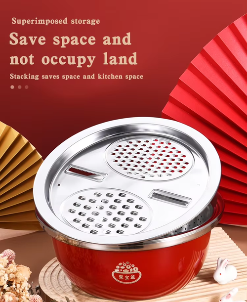 Kitchen Washing Vegetables, Fruit, Rice Colander Strainer Set 3QT Stainless Steel Microporous Colander Mixing Bowl