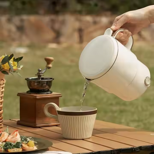 0.8L 500W Folded Electric Kettle Portable Cooking Pot Multicooker Travel Kettles TeaPot Heating Cup 304 Stainless Steel Slow Coo
