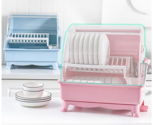 Kitchen Tableware Bowl Chopsticks Dish Storage Box Drain Rack Household Plastic Double-layer Bowl Rack With Lid Cupboard