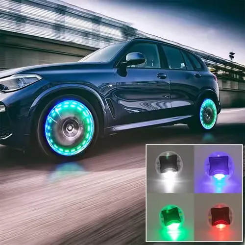 Car motorcycle tire light solar led valve cap light wheel decorative light flash light colorful wind turbine