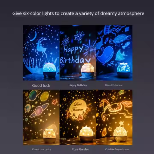 Fantasy starry sky music box birthday gift crown starry sky lamp children's bedroom sleep fantasy rotating projection lamp