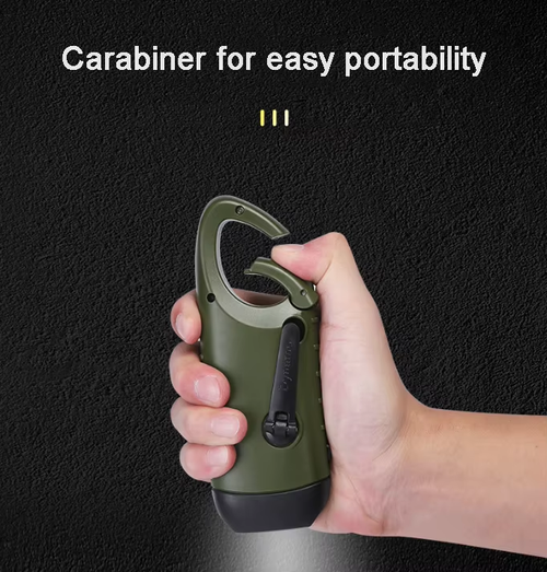 Solar hand-crank flashlight  Multi-function camping power emergency light Outdoor lighting generator flashlight