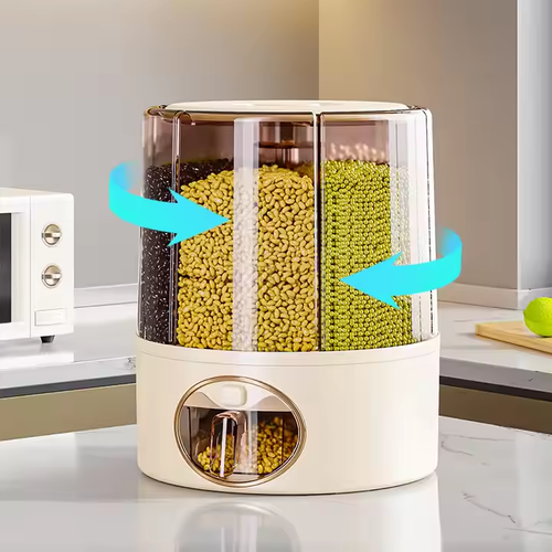 Household grain storage box insect-proof and moisture-proof rotating grid household food-grade rice bucket