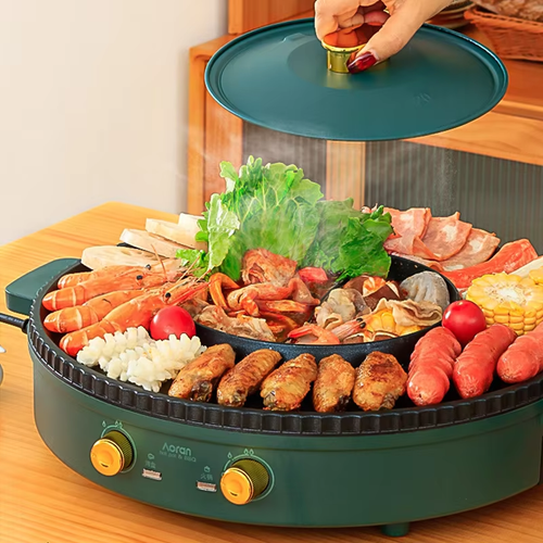 Multifunctional Korean electric grill Dual-purpose non-stick grill Double-purpose hot pot grill