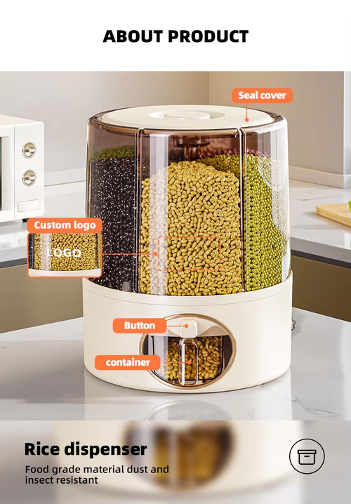 Household grain storage box insect-proof and moisture-proof rotating grid household food-grade rice bucket