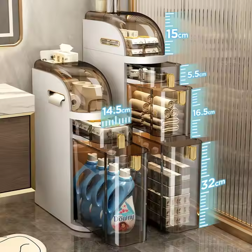 Kitchen gap shelves, bathroom gap drawer storage cabinets