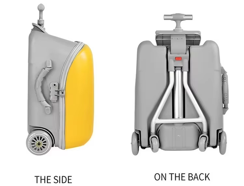 A ride-on and sit-on luggage suitcase for strolling with your baby