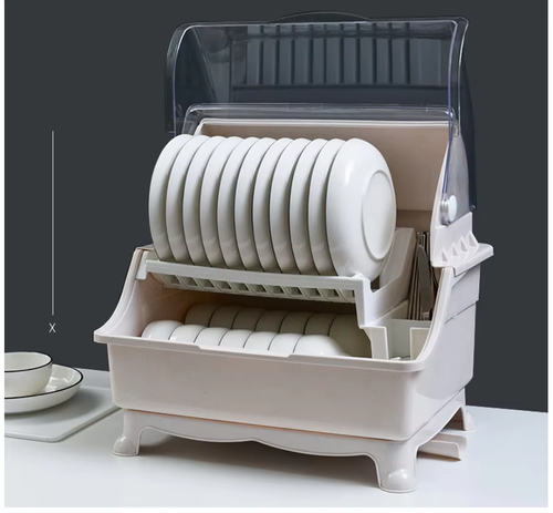 Kitchen Tableware Bowl Chopsticks Dish Storage Box Drain Rack Household Plastic Double-layer Bowl Rack With Lid Cupboard