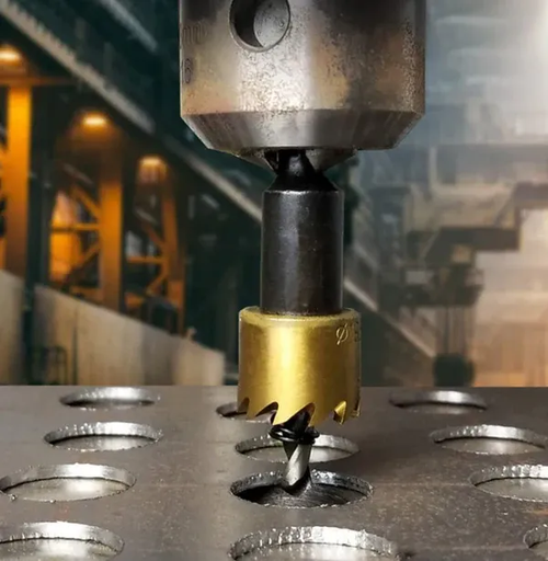 High-speed steel titanium-plated sawtooth hole opener aluminum plate iron plate punching hole natural color drill bit 16-30mm tool set