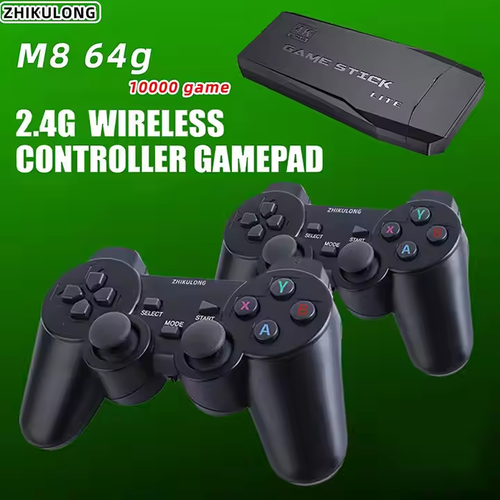 High Quality M8 4K ultra hd Game Stick 2.4 g Wireless Controller Gamepad 64GB 20000 Gamestick Retro Mini Game Console