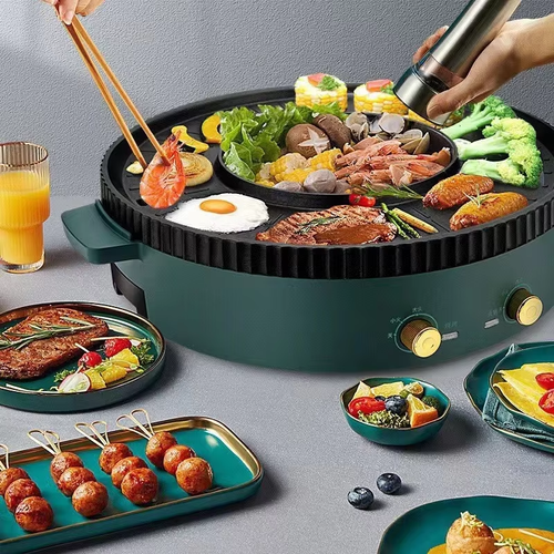 Multifunctional Korean electric grill Dual-purpose non-stick grill Double-purpose hot pot grill