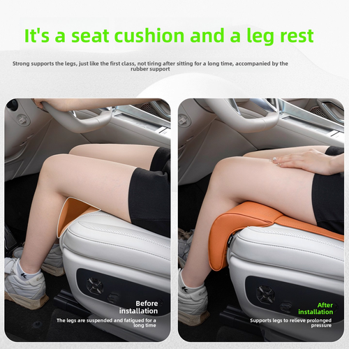 All-season universal car leg support seat cushion, comfortable genuine leather seat cover, one-piece extended leg support, universal genuine leather.