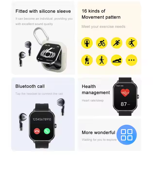D8pro zinc alloy TWS earphones 2 in 1 smart watch music control sports pedometer heart rate blood pressure