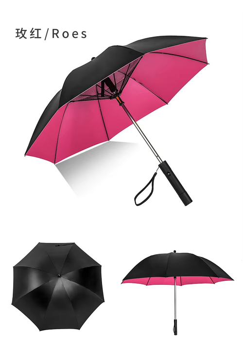 Business 8 bone with fan straight umbrella black plastic sunshade sun umbrella usb rechargeable fan umbrella