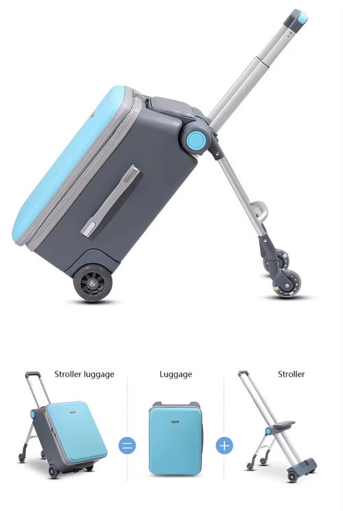 A ride-on and sit-on luggage suitcase for strolling with your baby
