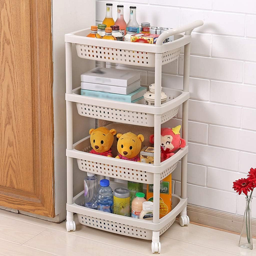 Small trolley rack kitchen living room with wheels movable bedroom color bathroom shelf snack storage trolley