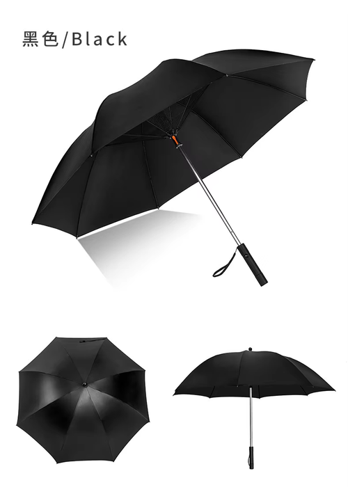 Business 8 bone with fan straight umbrella black plastic sunshade sun umbrella usb rechargeable fan umbrella