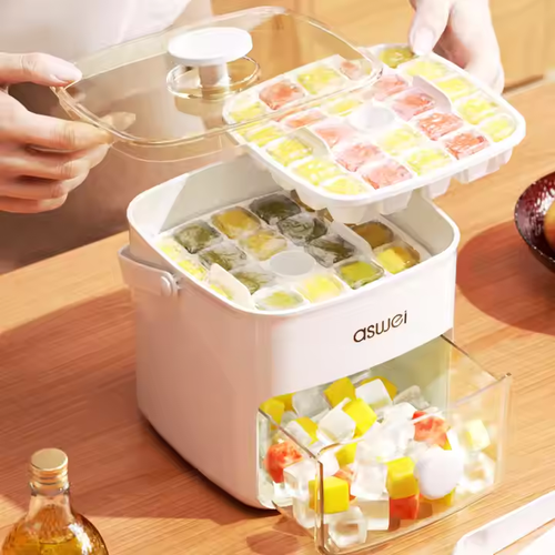 Hot Sale Food Grade Home Refrigerator Press Ice Compartment Storage Ice Cube Mold Tray Box Making Ice Ball Molds