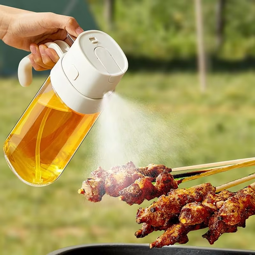 High quality 2 in 1 oil sprayer Kitchen household food grade olive oil spray bottle oiler for cooking, barbecue