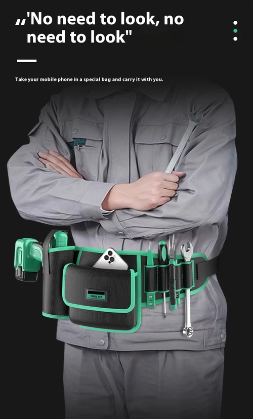 Thickened electrician waist bag wear-resistant tool bag wear-resistant canvas multi-functional electric drill storage bag