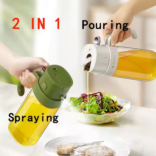 High quality 2 in 1 oil sprayer Kitchen household food grade olive oil spray bottle oiler for cooking, barbecue