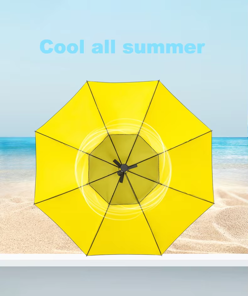 Business 8 bone with fan straight umbrella black plastic sunshade sun umbrella usb rechargeable fan umbrella