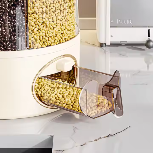 Household grain storage box insect-proof and moisture-proof rotating grid household food-grade rice bucket