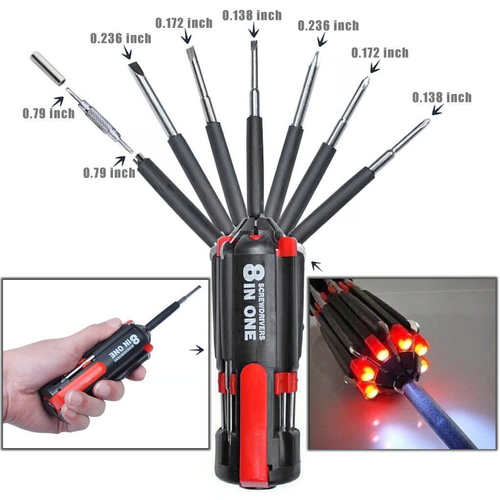 8 in 1 screwdriver with LED flashlight car screwdriver multifunctional outdoor tool