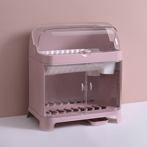 Kitchen Tableware Bowl Chopsticks Dish Storage Box Drain Rack Household Plastic Double-layer Bowl Rack With Lid Cupboard