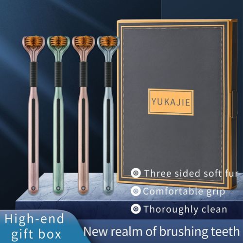 Three-sided soft bristle adult 3D toothbrush--Four pack