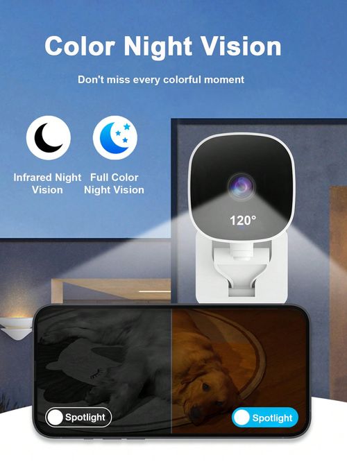 Mini Smart Indoor HD Full-Color Home Camera Night Vision Home Spotlight Human Detection Light-emitting Full Mini Indoor