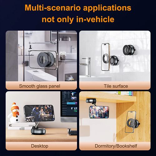 Alloy Folding Strong Magnet Magnetic Phone Holder Desk Wall Car Vacuum Suction Windshield Dashboard Mobile Holder Window Mount
