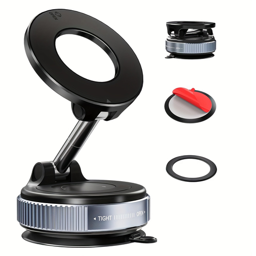 Alloy Folding Strong Magnet Magnetic Phone Holder Desk Wall Car Vacuum Suction Windshield Dashboard Mobile Holder Window Mount