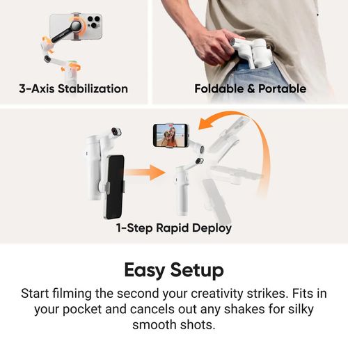 Insta360 Flow 2 Pro Gimbal móvel com rastreamento automático e estabilizador de 3 eixos para Android e iPhone