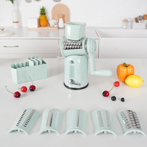 Rotary Cheese Grater 5 Drum Blades Manual Vegetable Slicer Walnuts Grinder Cheese Shredder Kitchen Vegetable Cheese Grater